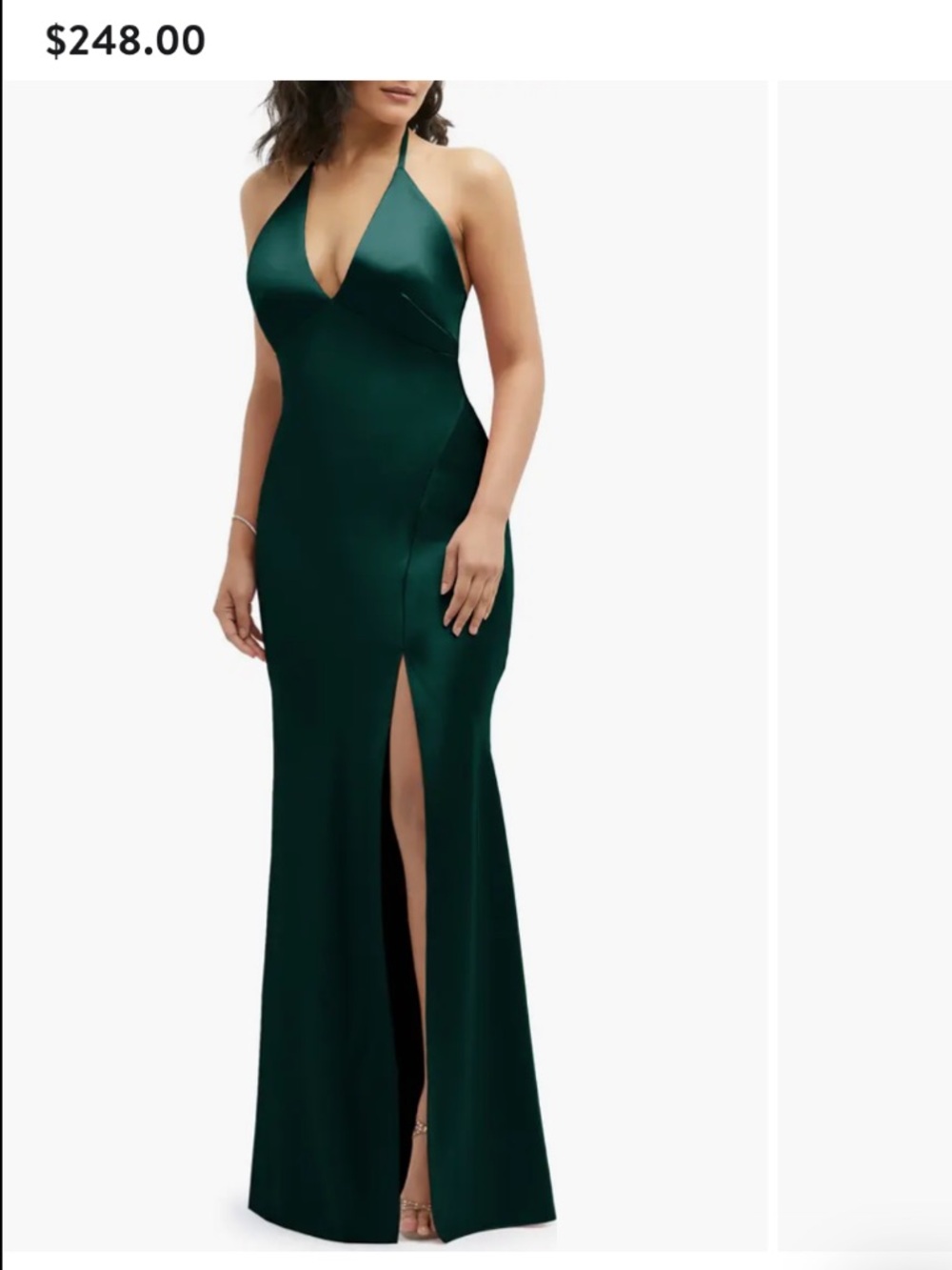 Elegant Deep Green Halter Evening Gown